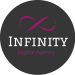 Infinity digital agency logo in black and purple